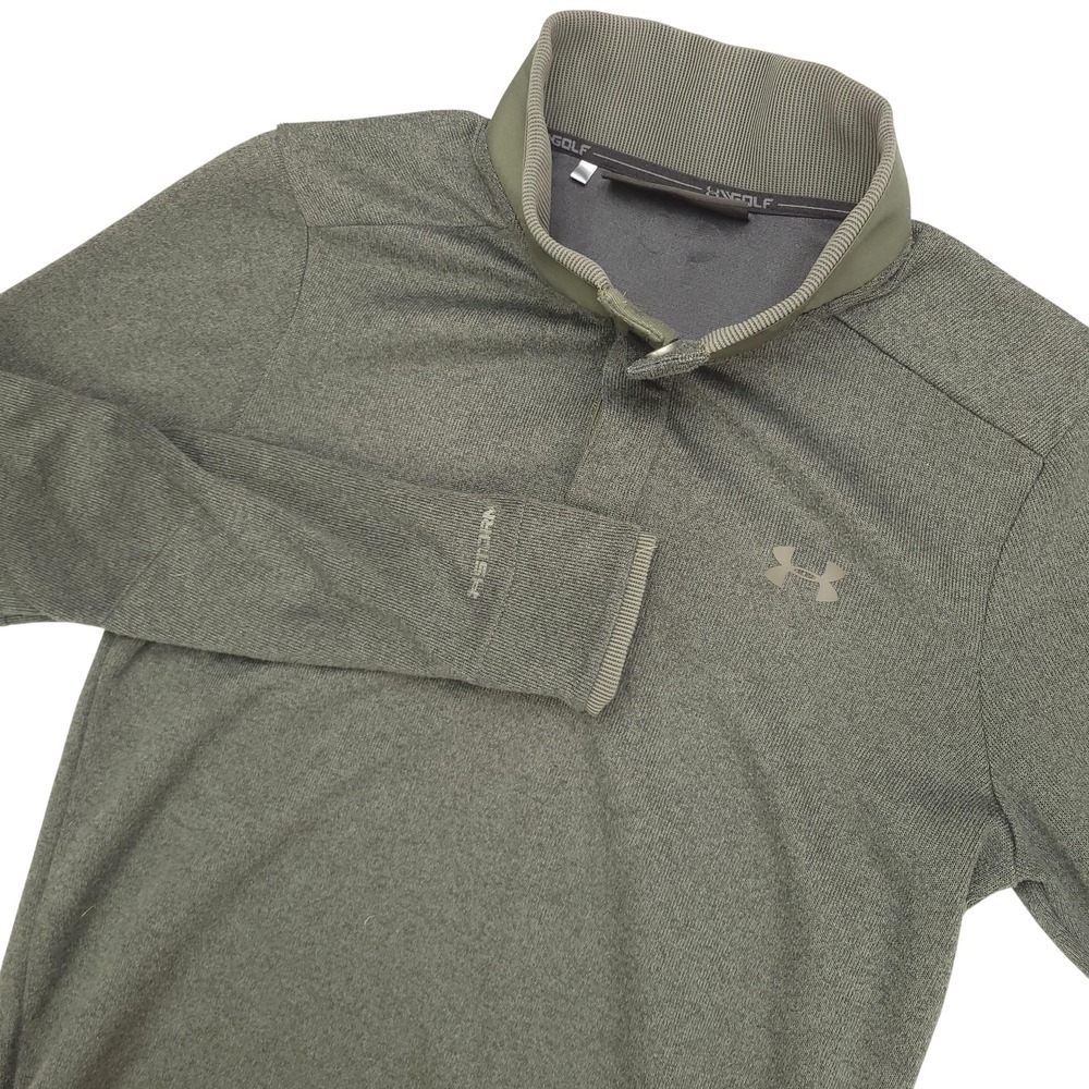 Under Armour Sweater Fleece Mens Small Green ColdGear Golf 1/4 Snap Pullover Top